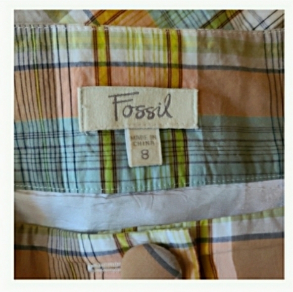 Fossil Vintage Skirt Plaid Button Front Belt Loop - Picture 2 of 8